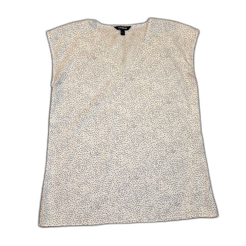 Sleeveless Express Spotted Black and White Shirt Medium
